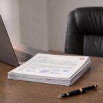 Ufficio operativo per la gestione della rappresentanza fiscale in Svizzera con documenti e computer su scrivania